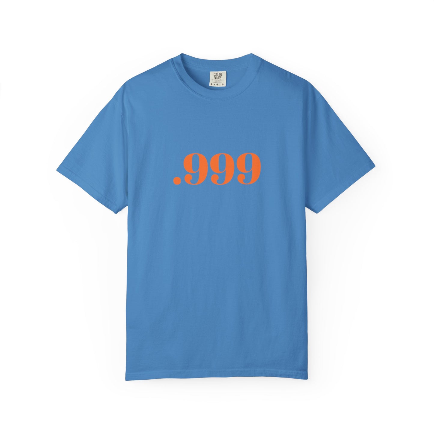 Garment-Dyed T-Shirt With '.999' Print, Casual Wear, Unisex Gift, Summer Style, Minimalist Fashion, Everyday Essentials