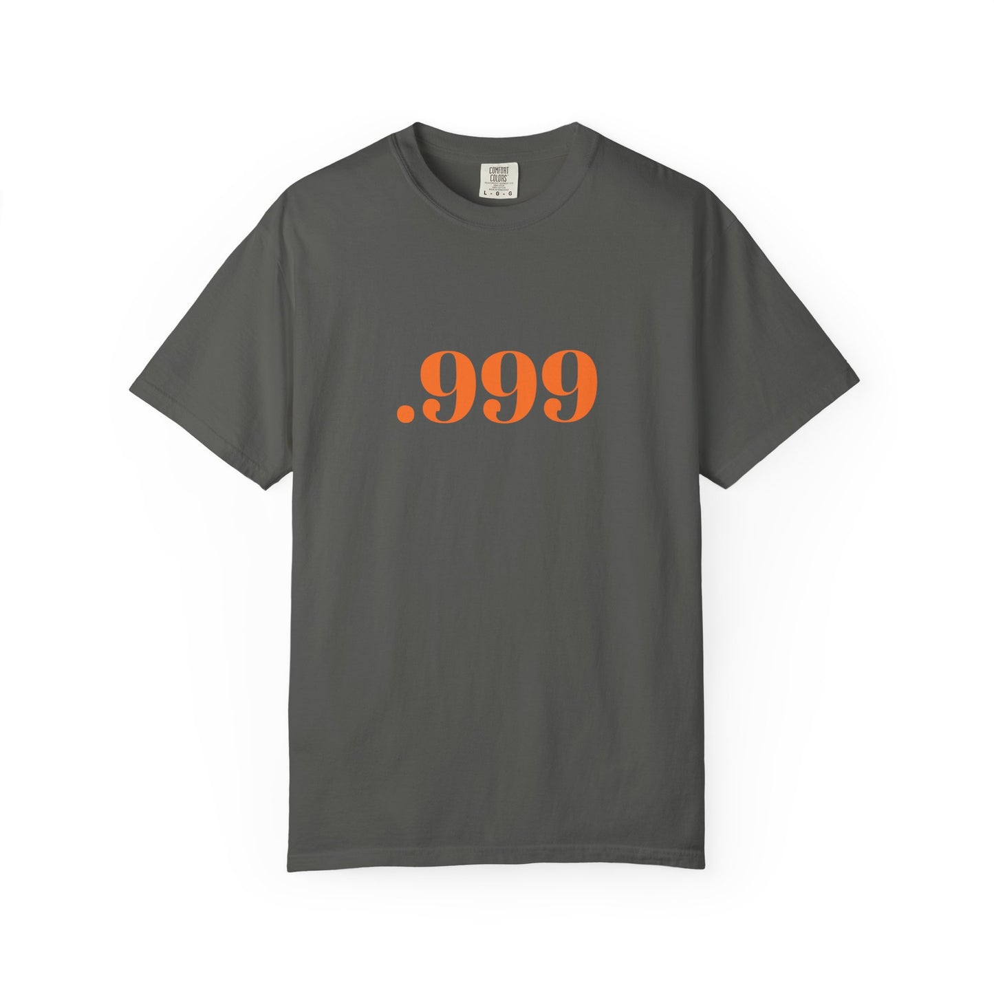 Garment-Dyed T-Shirt With '.999' Print, Casual Wear, Unisex Gift, Summer Style, Minimalist Fashion, Everyday Essentials