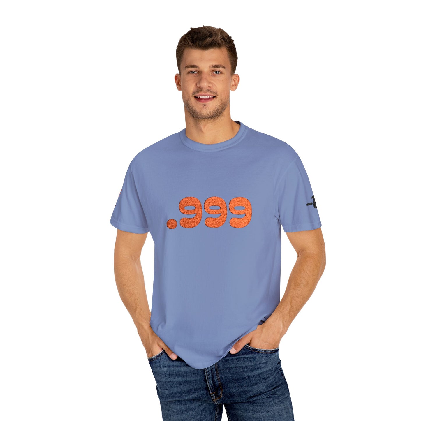 Garment-Dyed Unisex T-Shirt with .999 Design, Casual Wear, Street Style, Gift for Him/Her, Perfect for Everyday and Celebrations