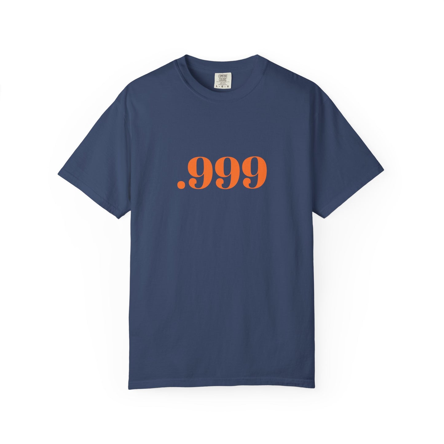 Garment-Dyed T-Shirt With '.999' Print, Casual Wear, Unisex Gift, Summer Style, Minimalist Fashion, Everyday Essentials