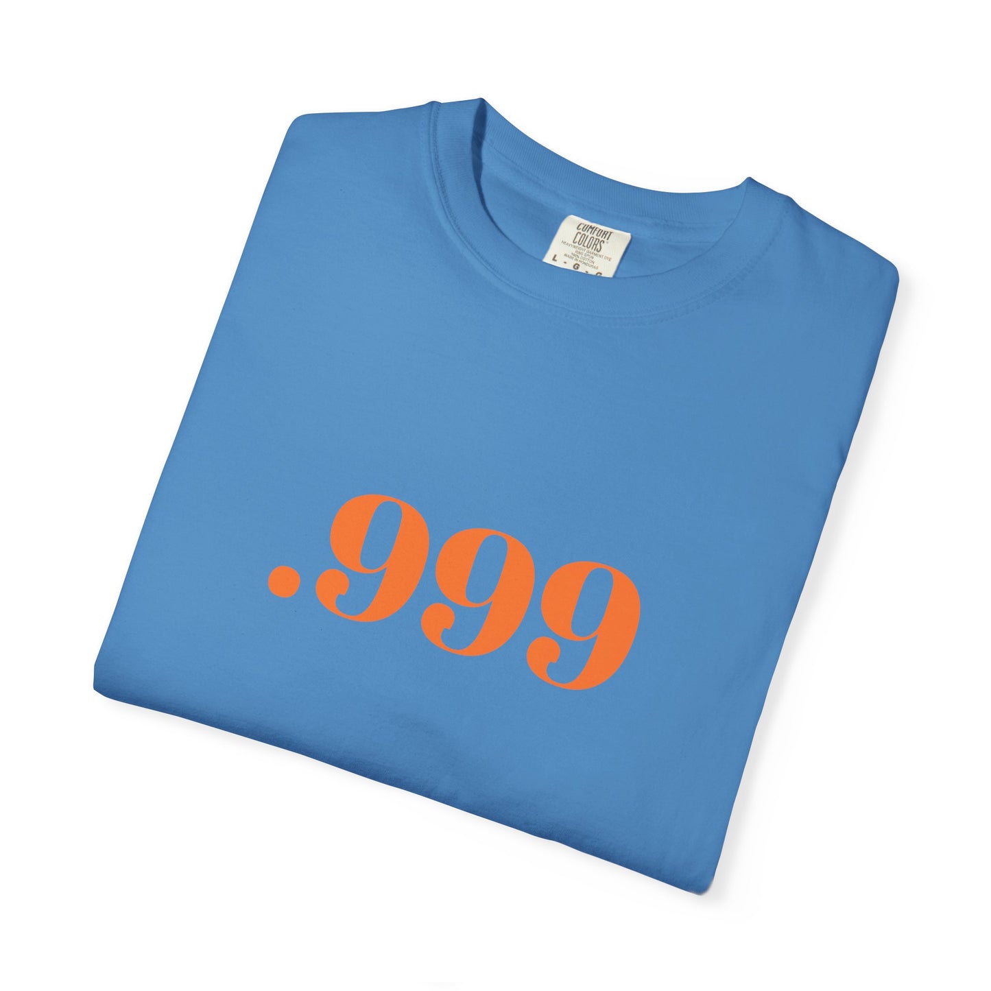 Garment-Dyed T-Shirt With '.999' Print, Casual Wear, Unisex Gift, Summer Style, Minimalist Fashion, Everyday Essentials