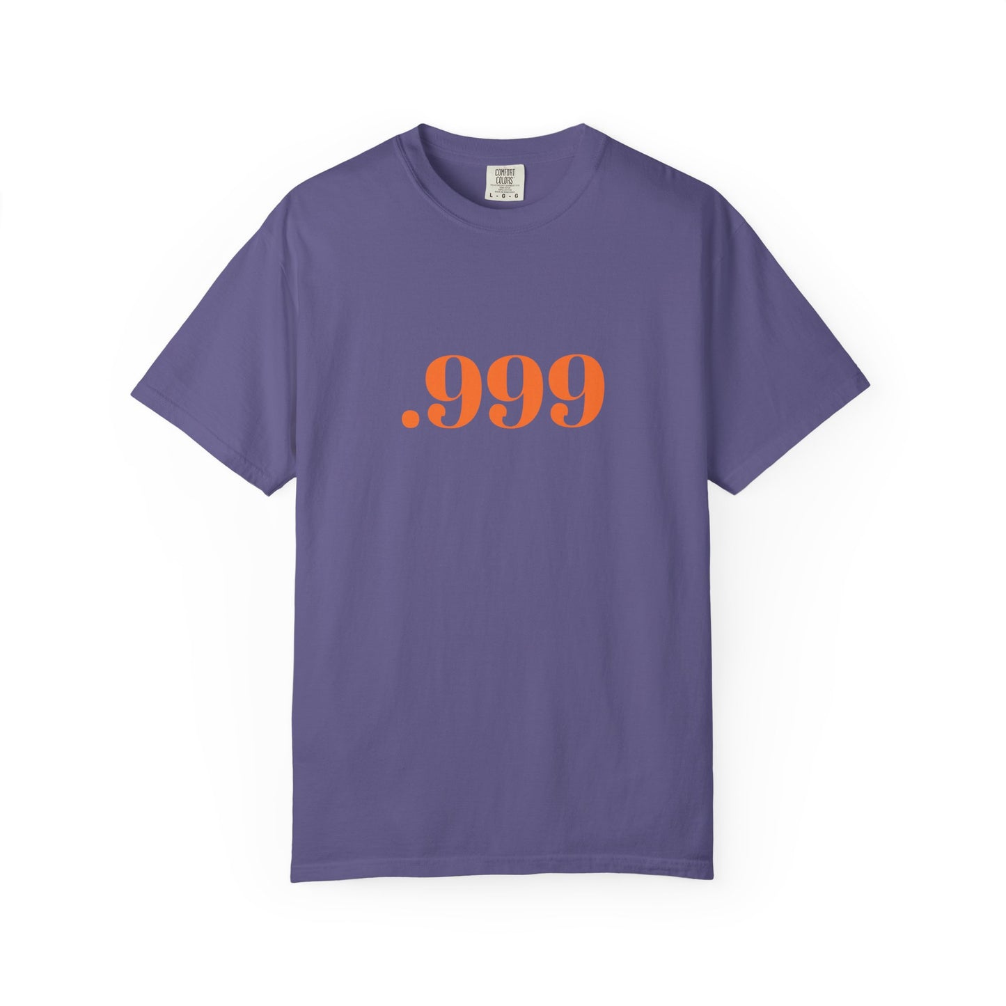 Garment-Dyed T-Shirt With '.999' Print, Casual Wear, Unisex Gift, Summer Style, Minimalist Fashion, Everyday Essentials