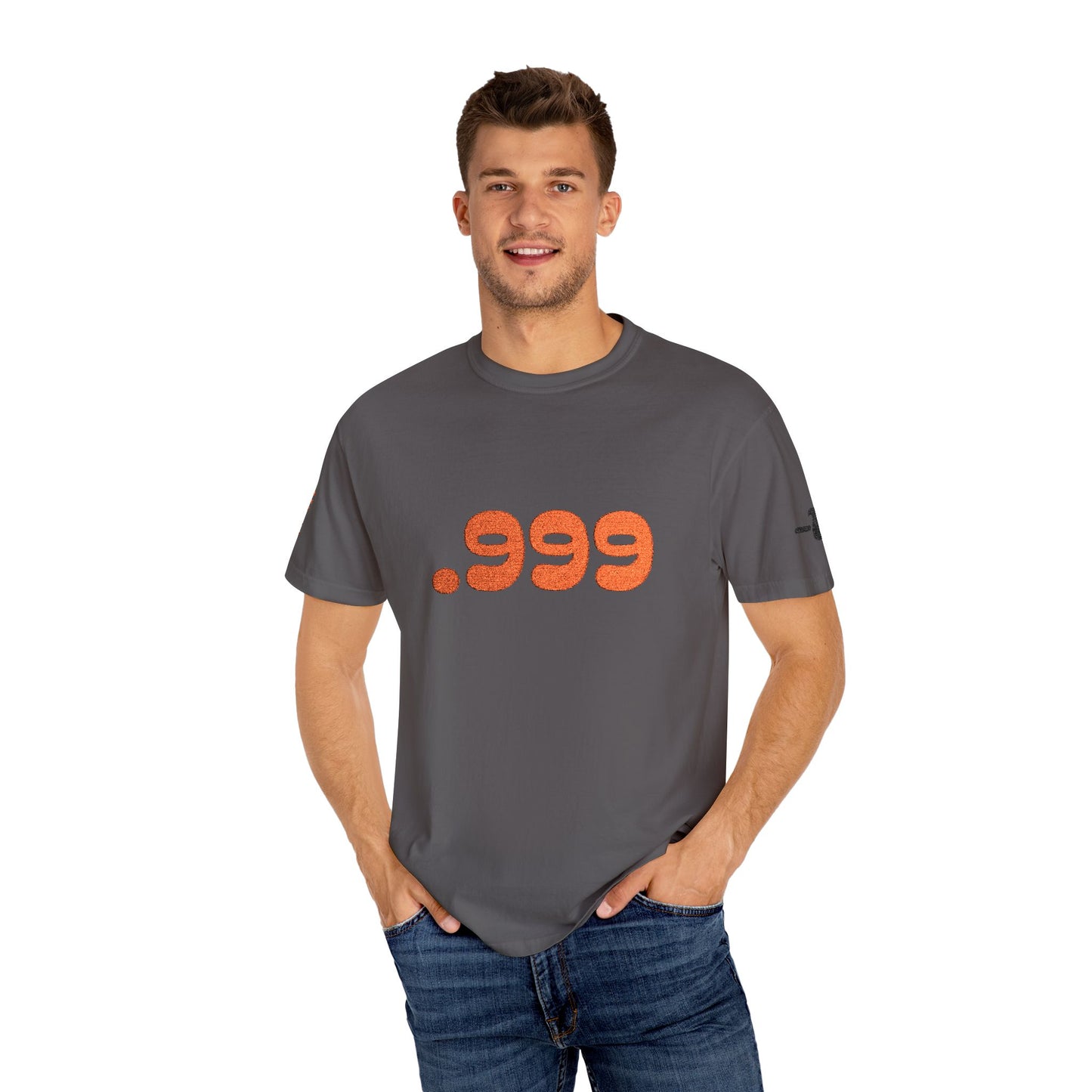 Garment-Dyed Unisex T-Shirt with .999 Design, Casual Wear, Street Style, Gift for Him/Her, Perfect for Everyday and Celebrations