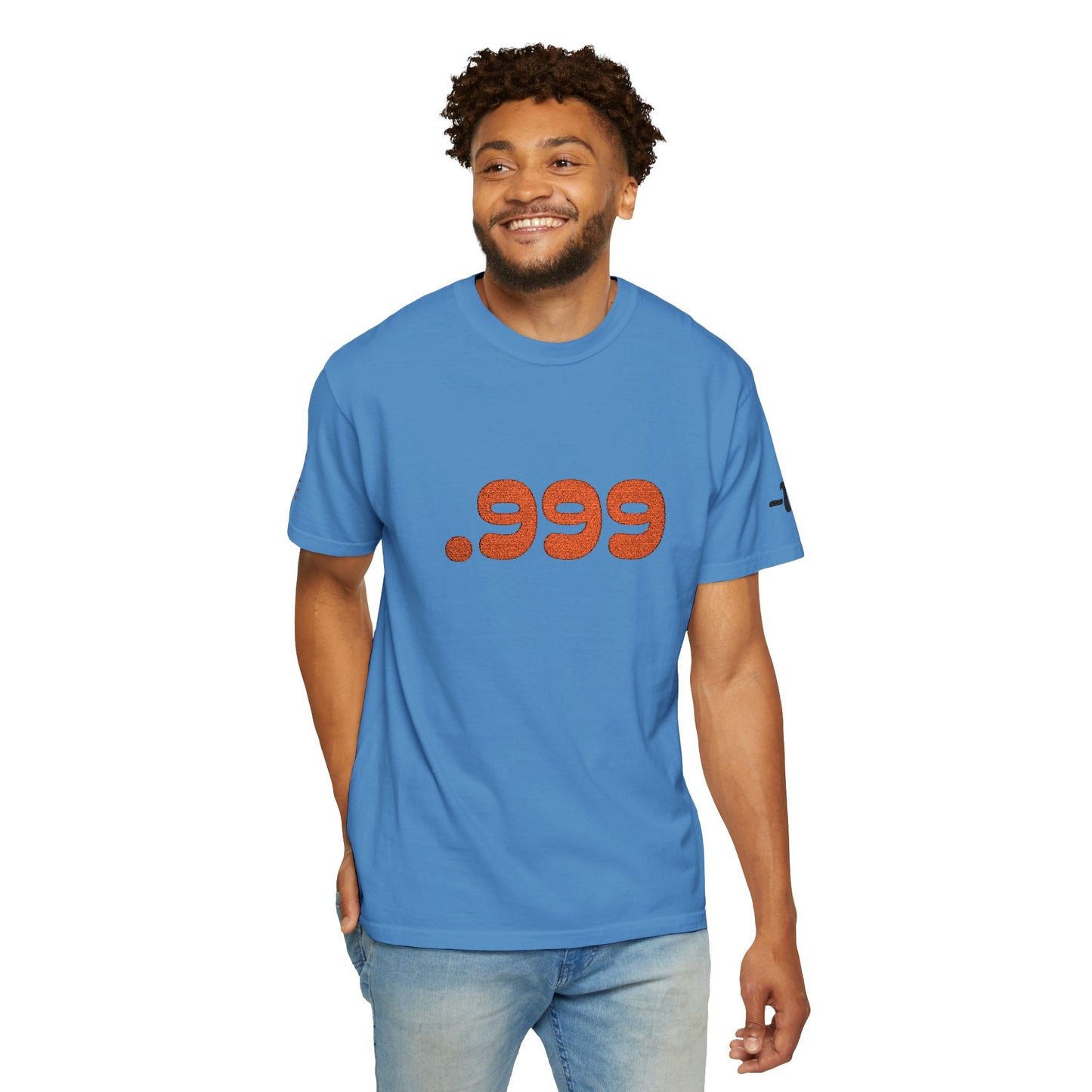 Garment-Dyed Unisex T-Shirt with .999 Design, Casual Wear, Street Style, Gift for Him/Her, Perfect for Everyday and Celebrations
