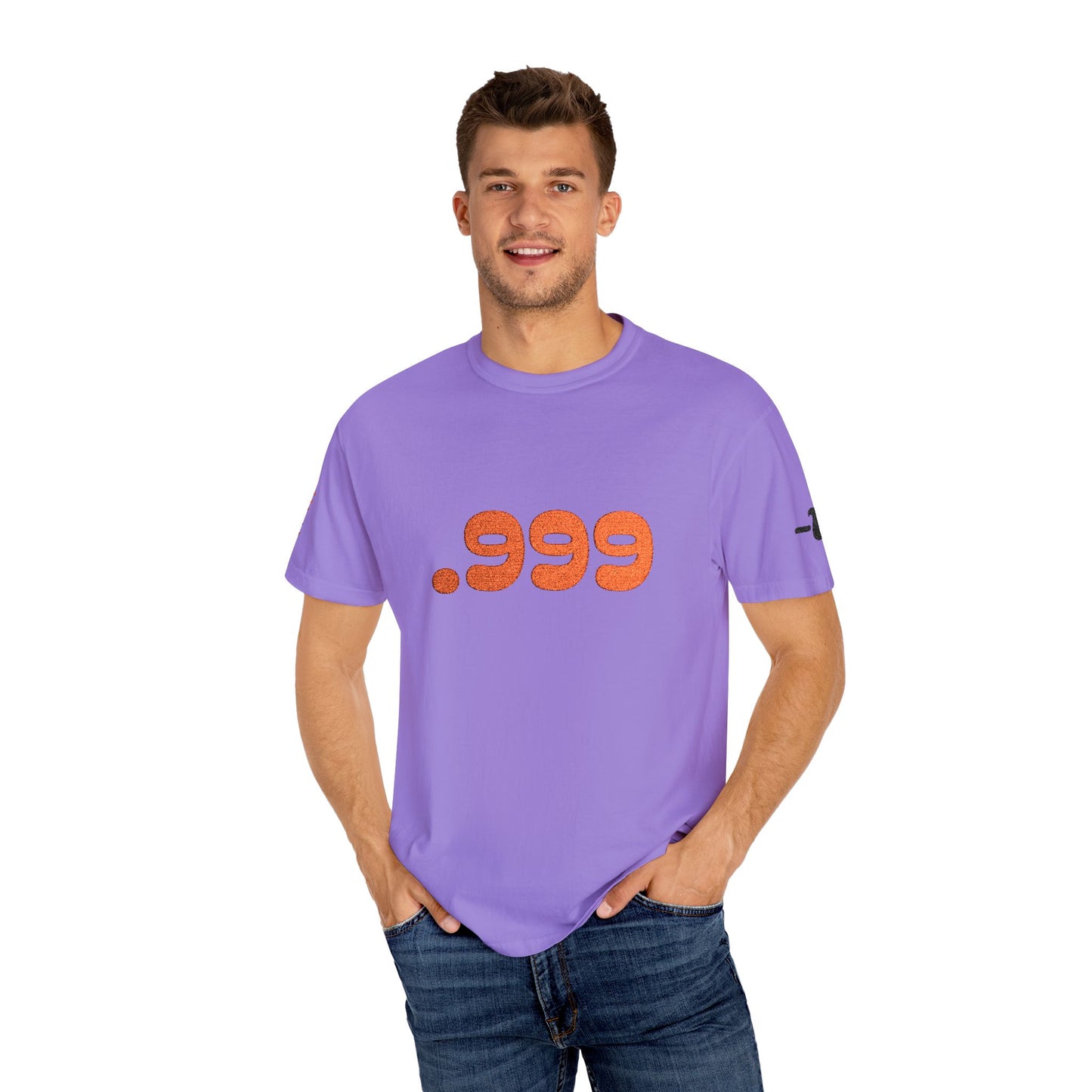 Garment-Dyed Unisex T-Shirt with .999 Design, Casual Wear, Street Style, Gift for Him/Her, Perfect for Everyday and Celebrations