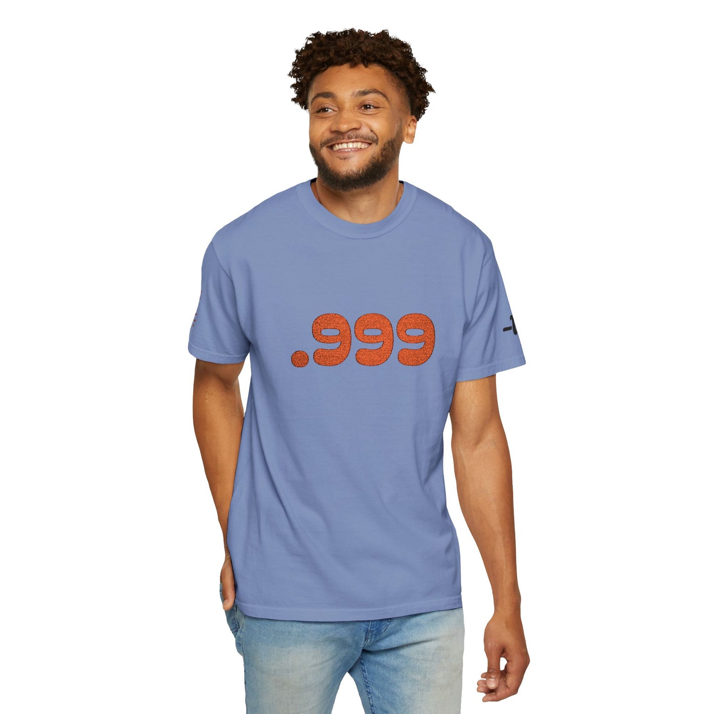 Garment-Dyed Unisex T-Shirt with .999 Design, Casual Wear, Street Style, Gift for Him/Her, Perfect for Everyday and Celebrations