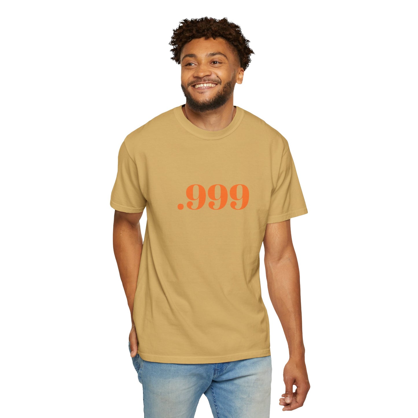 Garment-Dyed T-Shirt With '.999' Print, Casual Wear, Unisex Gift, Summer Style, Minimalist Fashion, Everyday Essentials