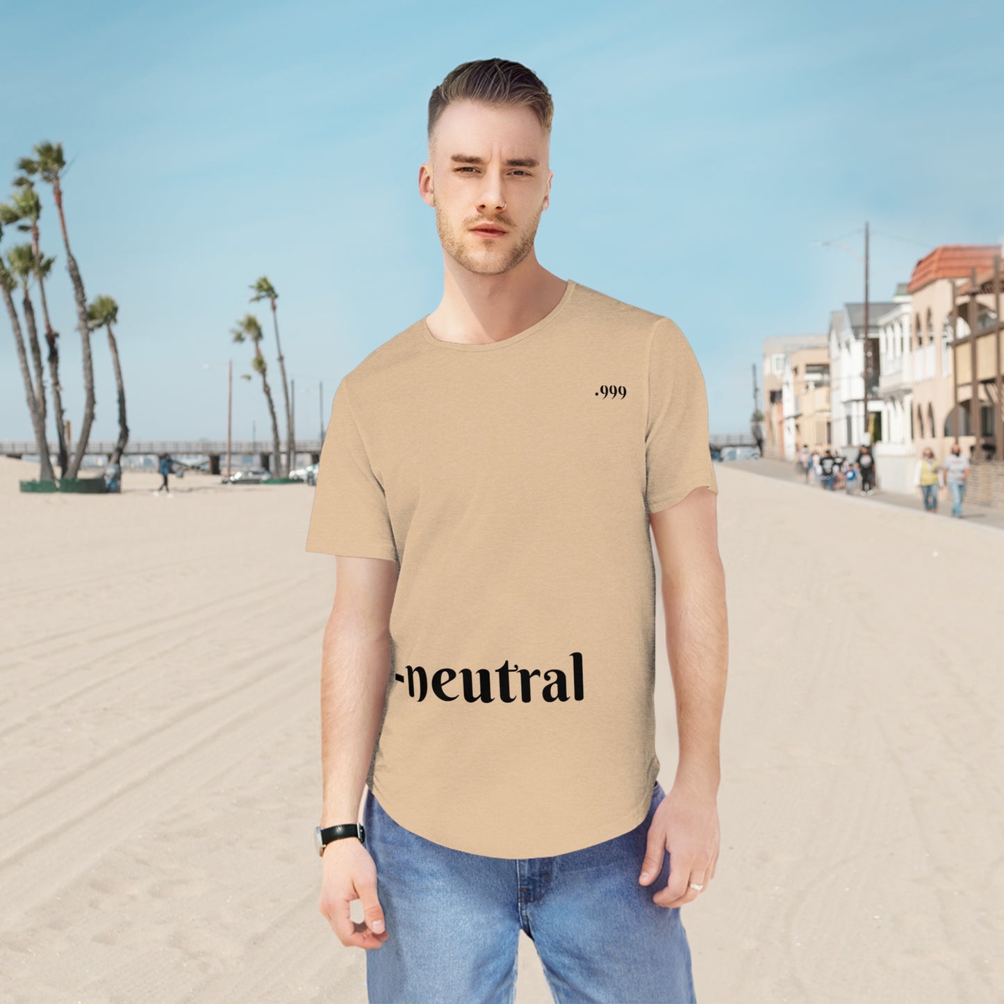 Men's Curved Hem Tee - Neutral Vibe, Stylish Casual Wear, Streetwear Essential, Perfect for Everyday or Special Occasions, Minimalist [...]
