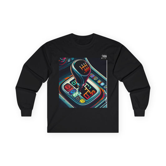 Neon Shift Knob Long Sleeve Tee, Car Enthusiast Apparel, Unisex Gift, Gear Shift Shirt, Automotive Lover Tee, Motorsport Fashion