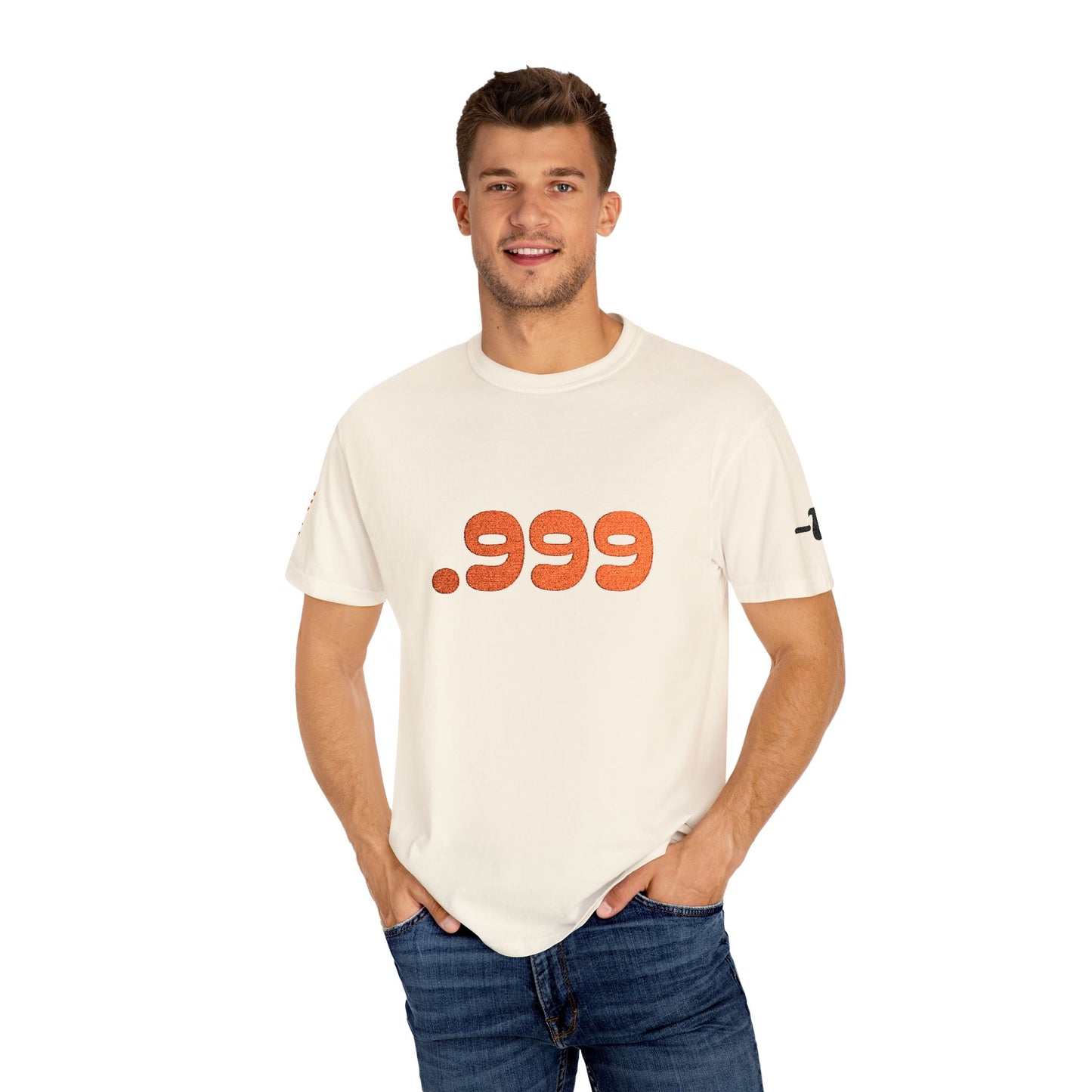 Garment-Dyed Unisex T-Shirt with .999 Design, Casual Wear, Street Style, Gift for Him/Her, Perfect for Everyday and Celebrations