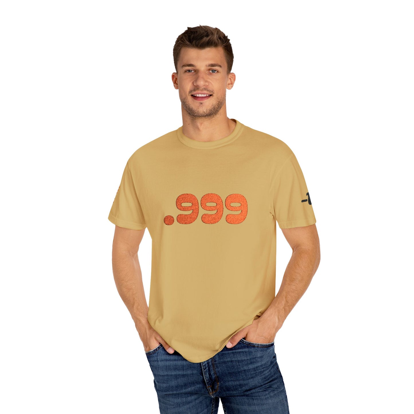 Garment-Dyed Unisex T-Shirt with .999 Design, Casual Wear, Street Style, Gift for Him/Her, Perfect for Everyday and Celebrations