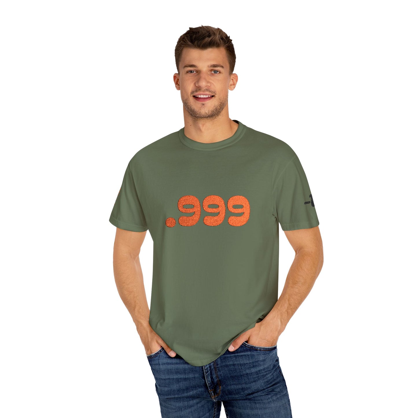 Garment-Dyed Unisex T-Shirt with .999 Design, Casual Wear, Street Style, Gift for Him/Her, Perfect for Everyday and Celebrations