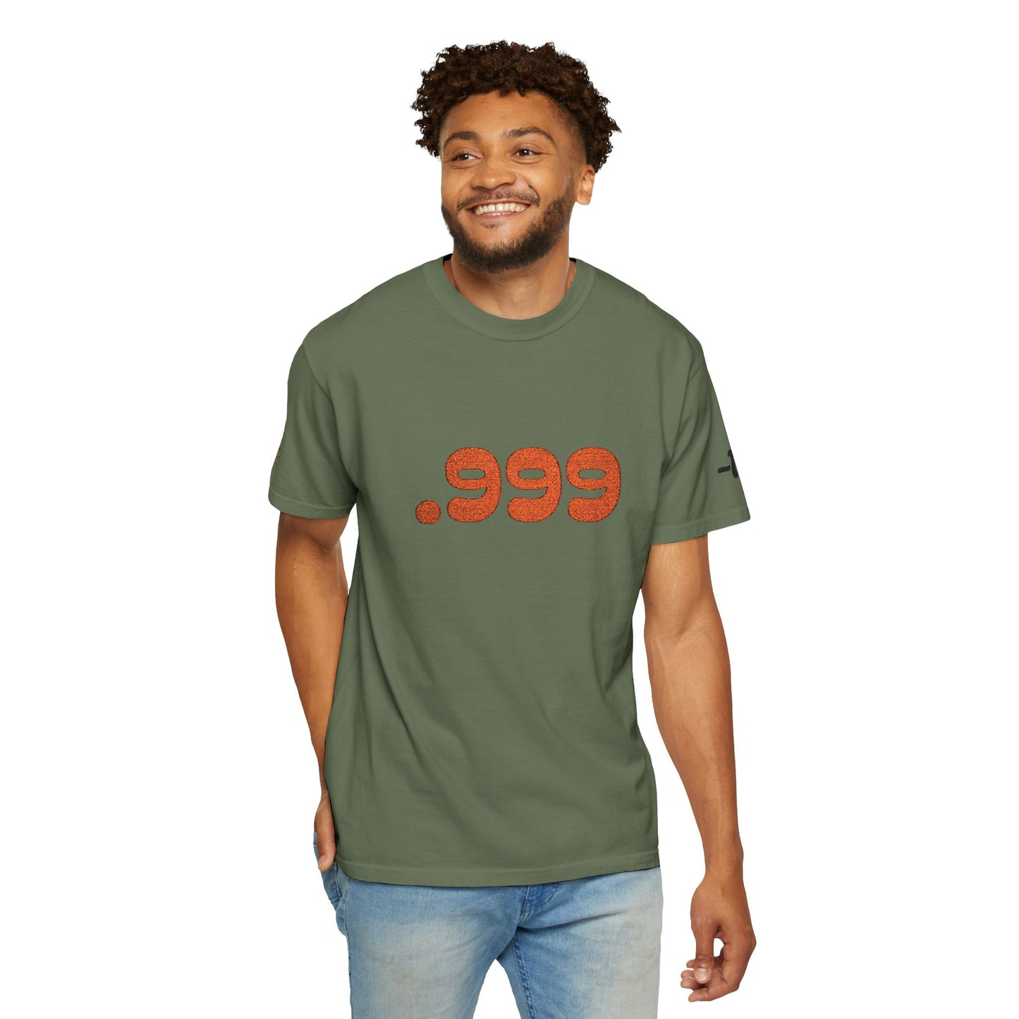 Garment-Dyed Unisex T-Shirt with .999 Design, Casual Wear, Street Style, Gift for Him/Her, Perfect for Everyday and Celebrations