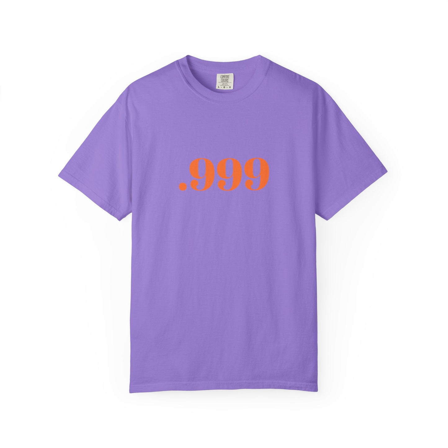 Garment-Dyed T-Shirt With '.999' Print, Casual Wear, Unisex Gift, Summer Style, Minimalist Fashion, Everyday Essentials