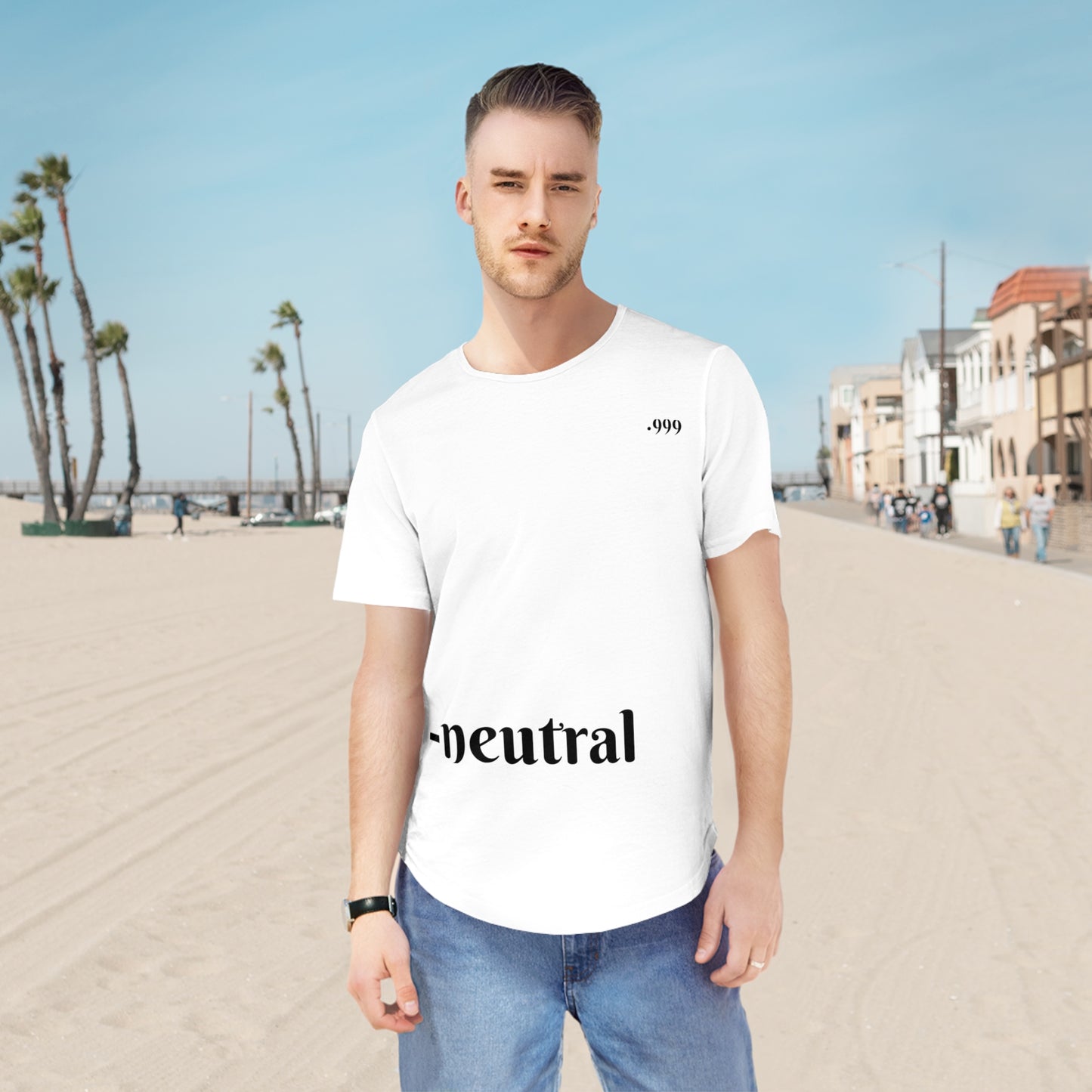 Men's Curved Hem Tee - Neutral Vibe, Stylish Casual Wear, Streetwear Essential, Perfect for Everyday or Special Occasions, Minimalist [...]