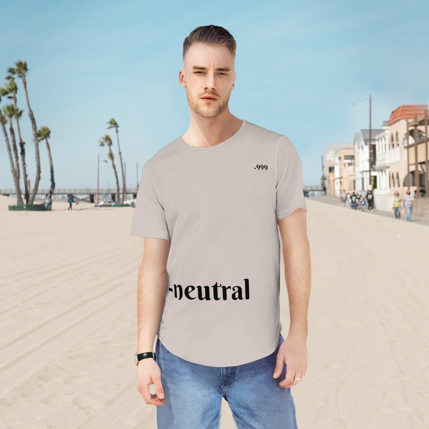 Men's Curved Hem Tee - Neutral Vibe, Stylish Casual Wear, Streetwear Essential, Perfect for Everyday or Special Occasions, Minimalist [...]