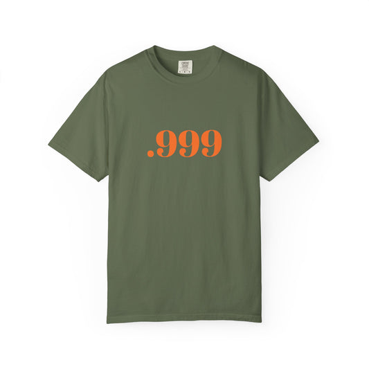 Garment-Dyed T-Shirt With '.999' Print, Casual Wear, Unisex Gift, Summer Style, Minimalist Fashion, Everyday Essentials