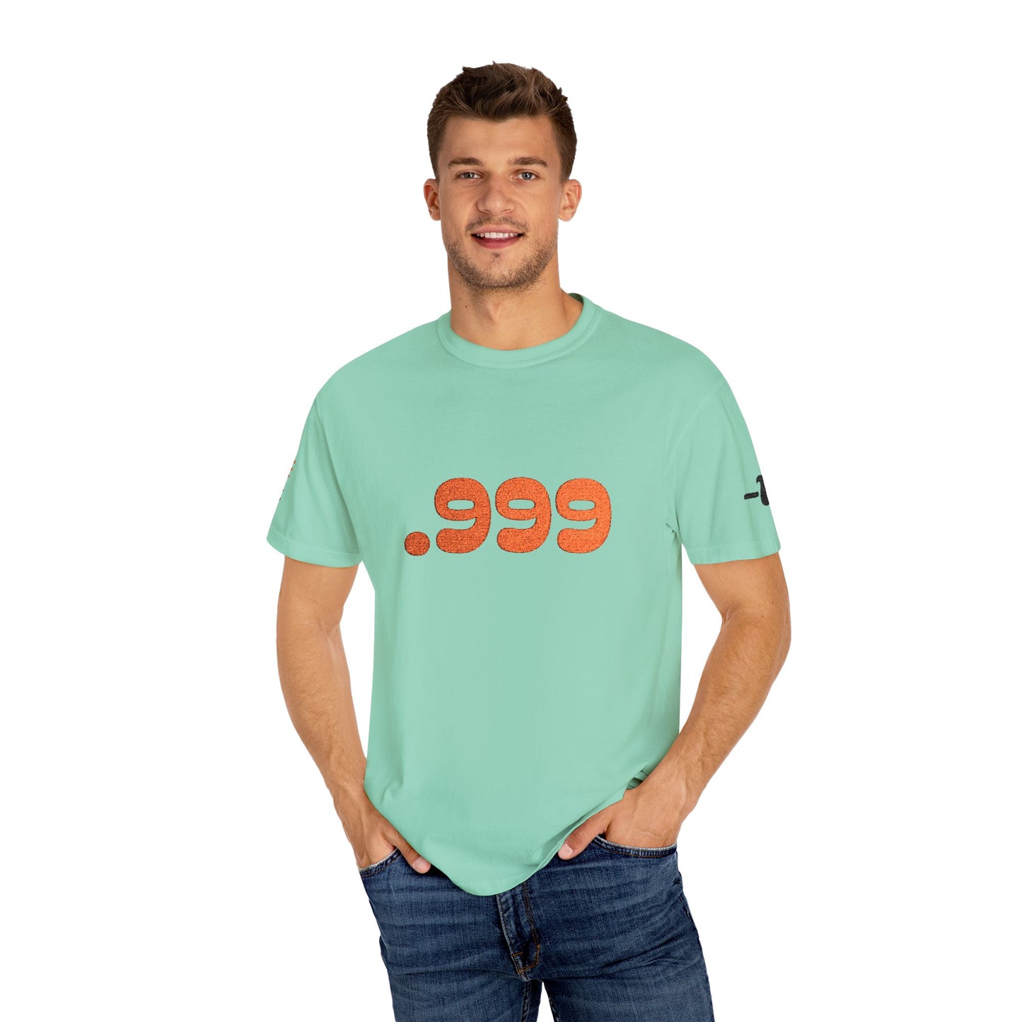 Garment-Dyed Unisex T-Shirt with .999 Design, Casual Wear, Street Style, Gift for Him/Her, Perfect for Everyday and Celebrations