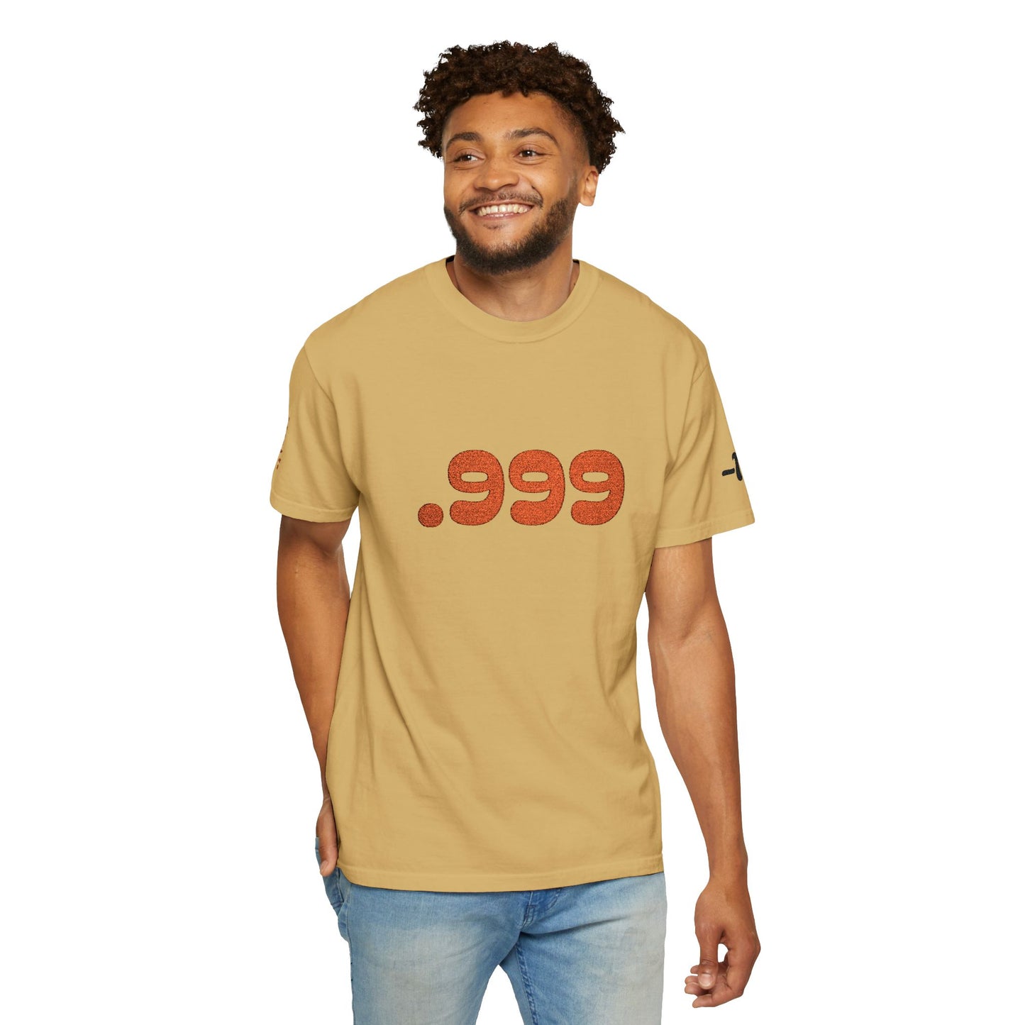 Garment-Dyed Unisex T-Shirt with .999 Design, Casual Wear, Street Style, Gift for Him/Her, Perfect for Everyday and Celebrations